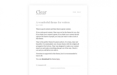 Clear WordPress theme
